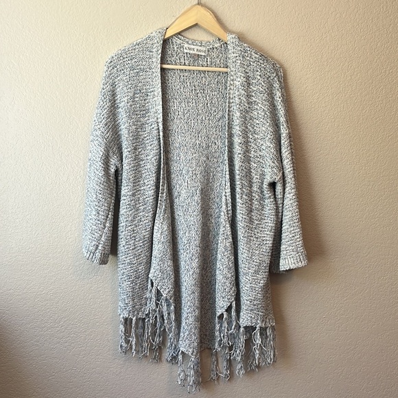 Knox Rose Oversized Knit Cardigan Blue and White size Extra Small - Picture 2 of 10